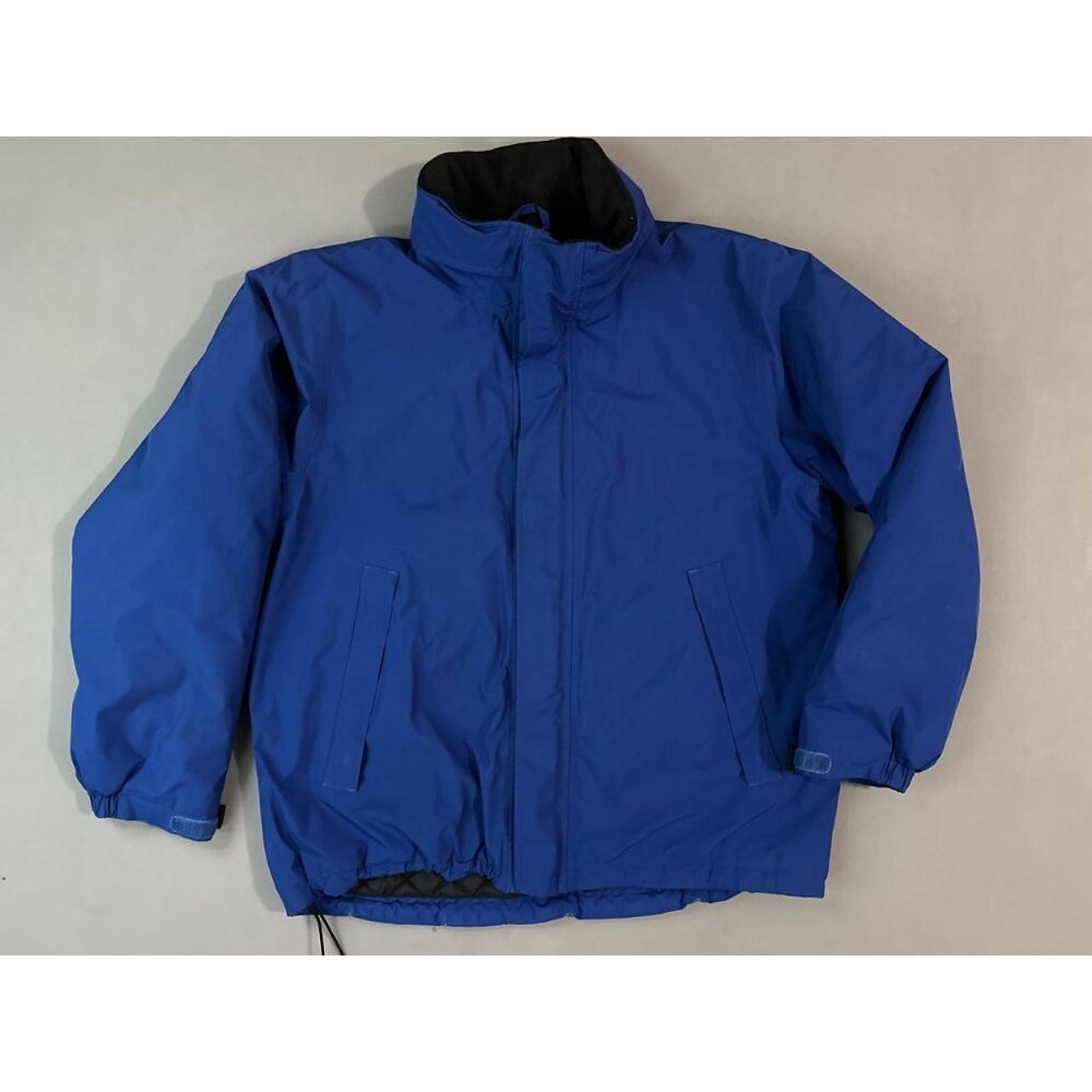 Lands' End Gore-Tex  Jacket Coat Mens L Hooded Mesh Lined Fleece Full Zip DWR Bl